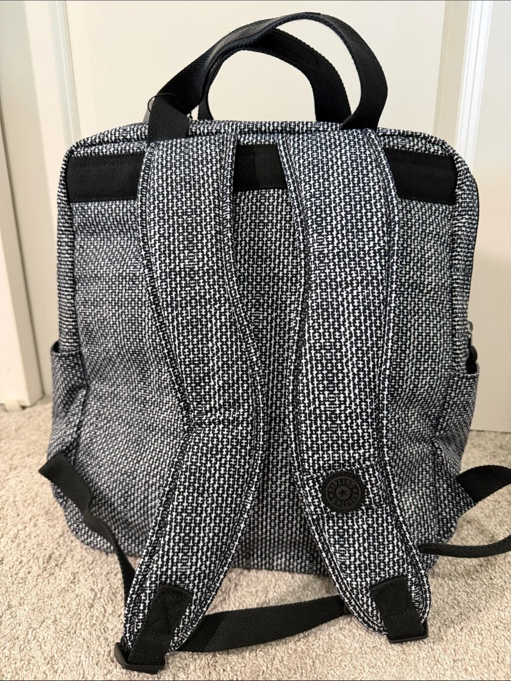 Kipling Audrie Black and White Pattern Diaper Backpack